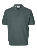 SLMCran Knit Structure Zip Polo, Balsam Green
