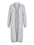 OBJMilu Lo Long Knit Cardigan, Medium Grey Melange