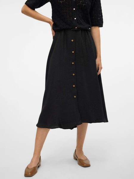 VMMelaney Button Calf Skirt, Black