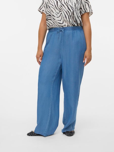 VMCbree Long Loose Tencel Pants Curve, Medium Blue Denim