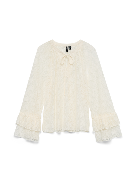 VMLoulou Lace Flounce Top, Cloud Dancer