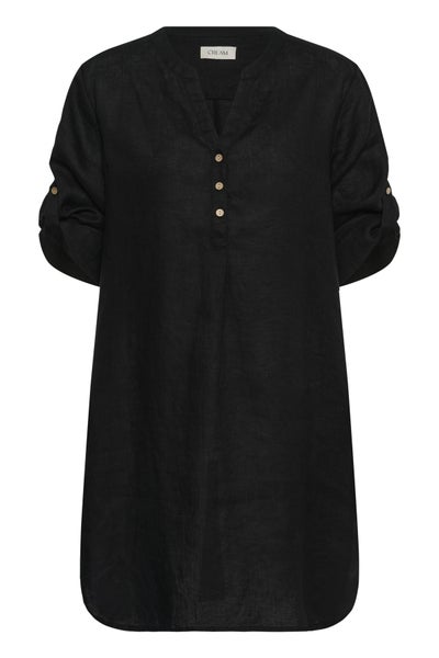 CRBellis Caftan Short Dress, Pitch Black