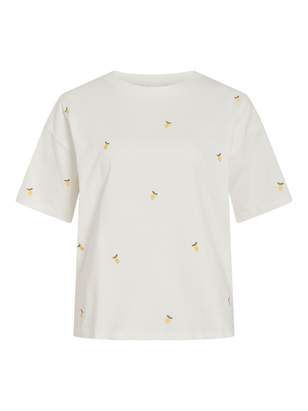 VIMonie Emb T-shirt, Snow White - Emb Lemons