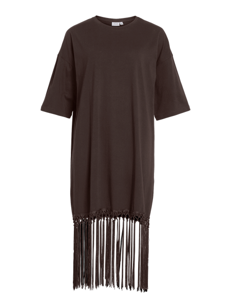 VIKata 2/4 Oversize Fringe Dress, Coffee Bean