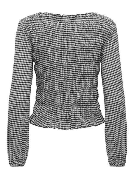 JDYGaby Smock Top, Cloud Dancer - Black Gingham Check