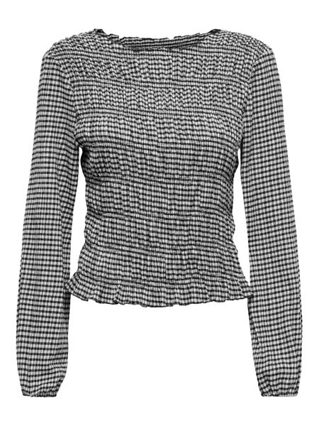 JDYGaby Smock Top, Cloud Dancer - Black Gingham Check