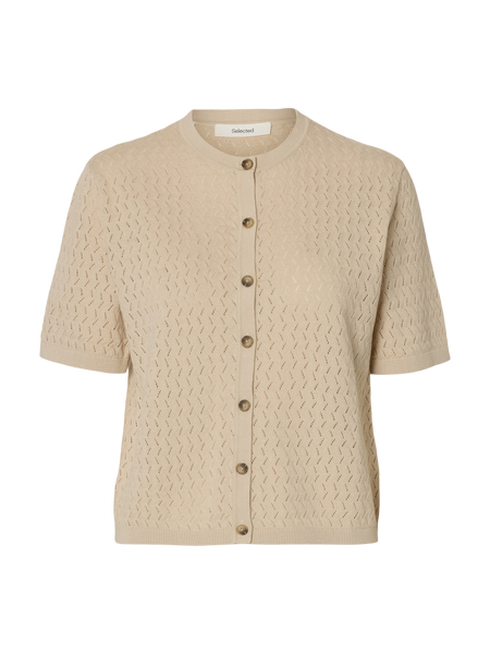 SLFMattis 2/4 Linen Blend Cardigan, Oatmeal