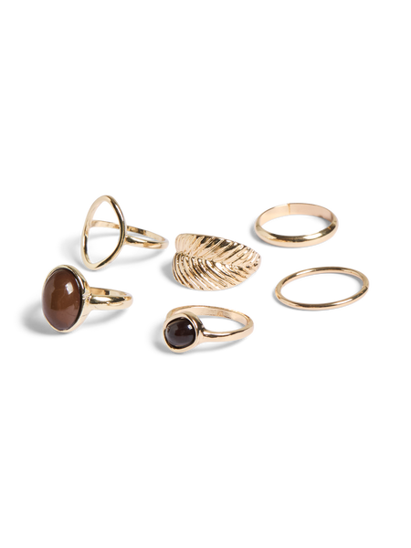 PCKiki A Ring 6-Pack, Gold Colour - Downtown Brown