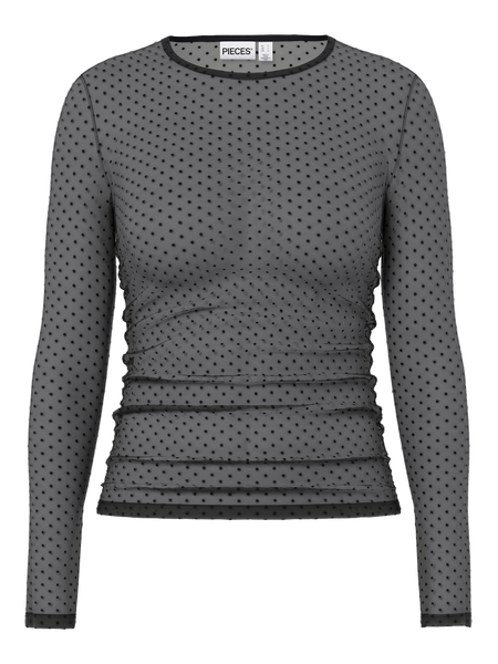 PCBobo Mesh Rouching Top, Black - Tiny Dots