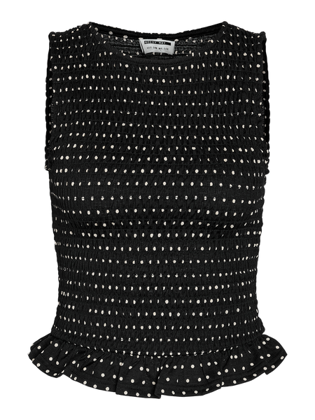 NMBea Smock Top, Black - Birch Dots