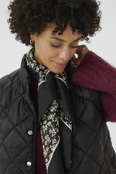 Louipw Scarf, Black Mini Flower
