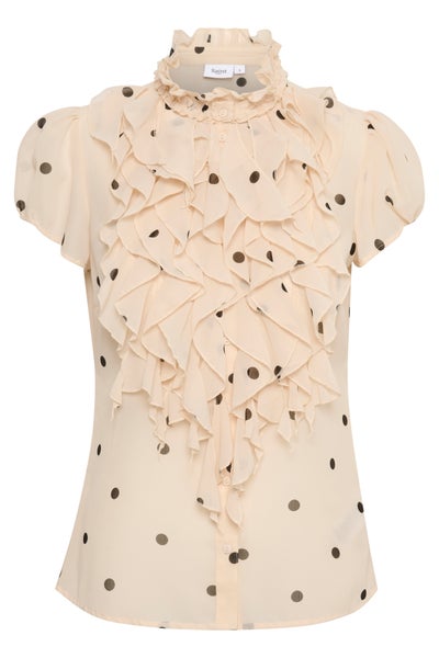 LilsaSZ Ss Shirt, Creme Circular Dot