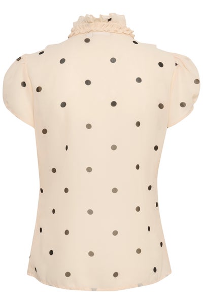 LilsaSZ Ss Shirt, Creme Circular Dot