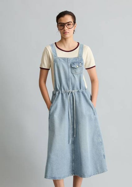 Denim Dungaree Dress, Light Blue