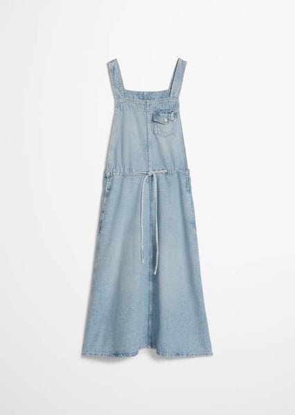 Denim Dungaree Dress, Light Blue