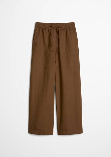 Linen-Cotton Slip-on Pants, Umbra Brown