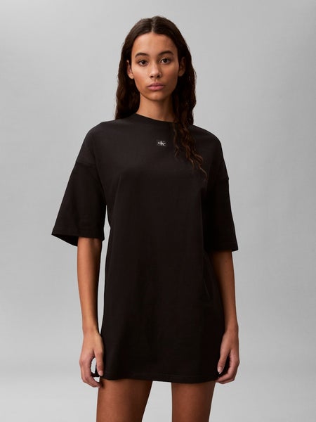 Ss Woven Label Oversized Tee Dre, Black