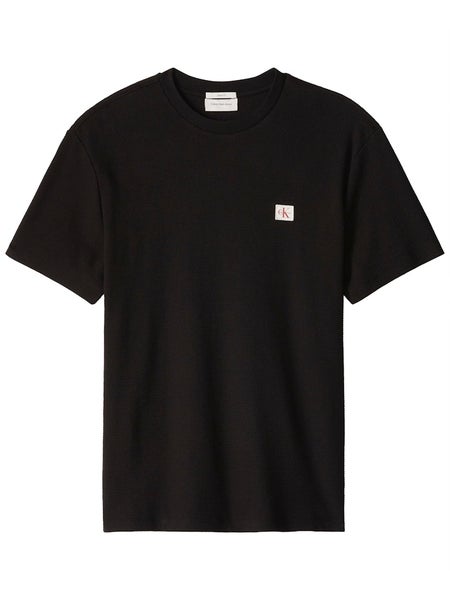 Ss Waffle Badge Crewnk Tee, Black