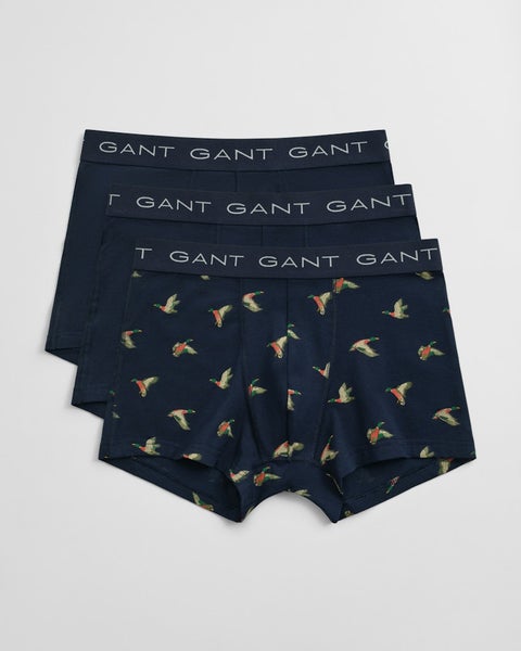 3-Pack Duck Printed Trunks, Marine