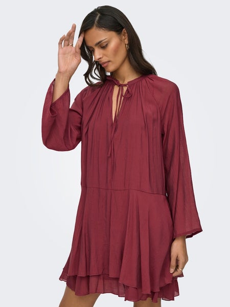 JDYHarper Frill Dress, Oxblood Red