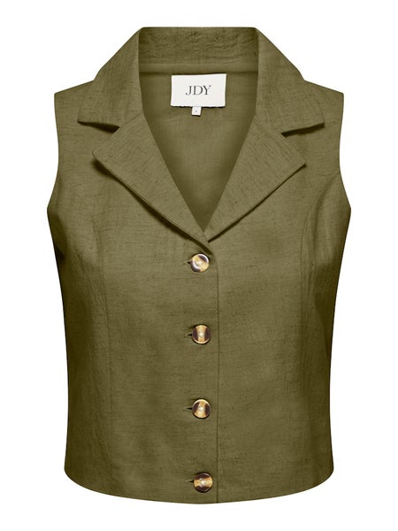 JDYMilan Linen Waistcoat, Olive Drab