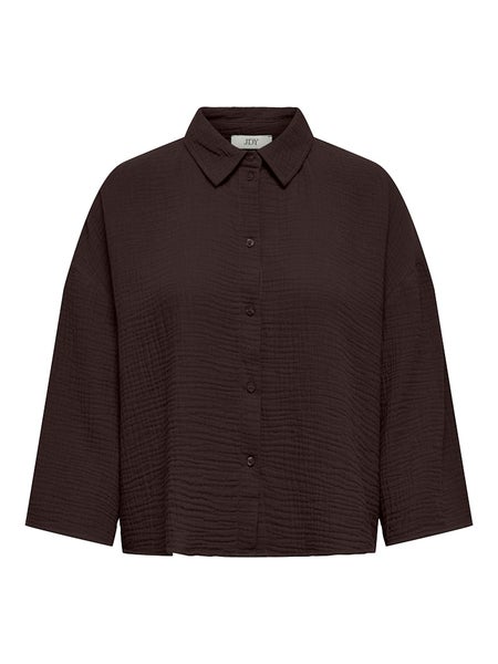 JDYTheis Life 3/4 Crop Shirt, Chocolate Torte