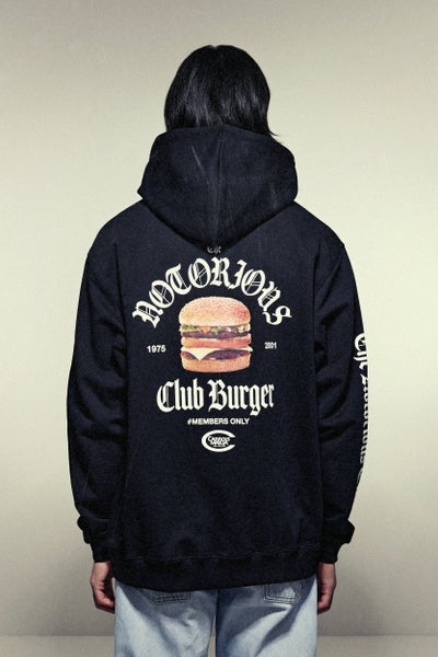 Club Burger Hooded Sweatshirt, Black