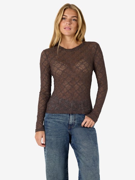 NMJudith Lace Top, Chocolate Brown