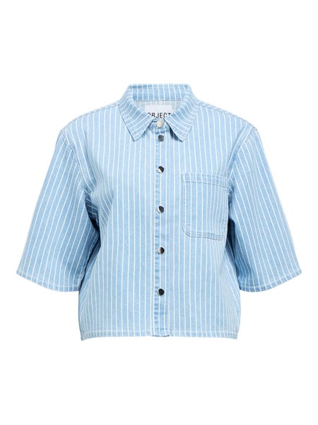 OBJSanni 2/4 Denim Shirt 144, Light Blue Denim