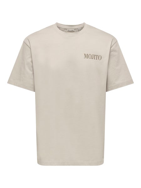 ONSFred Life Relaxed Print Tee, Silver Lining - Mojito