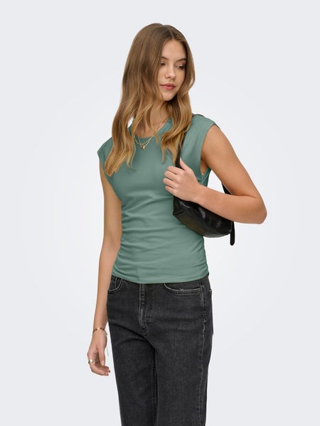 ONLMira Capsleeve Ruching Top, Jadeite