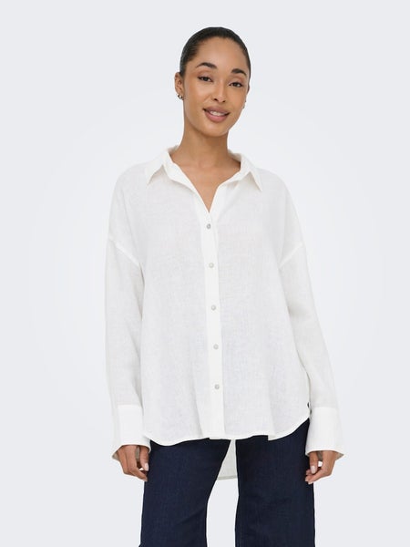 ONLBruxelles V- Lin Bl Shirt, Bright White