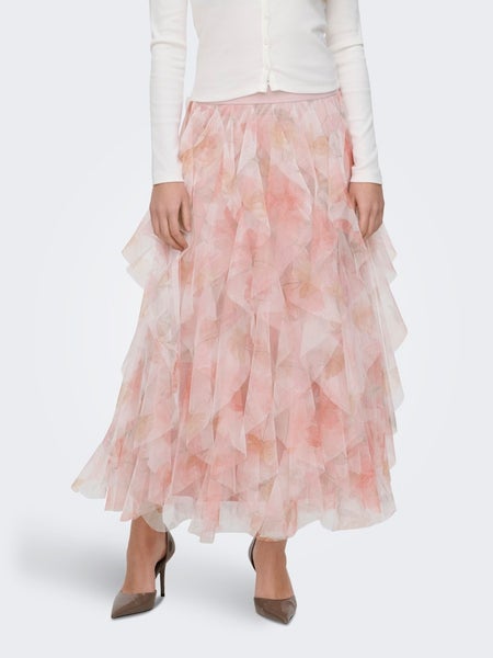ONLSky Long Skirt, Cloud Dancer -  Flower