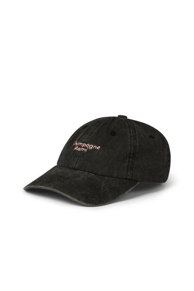 Champagne Mami Dad Cap, Washed Black