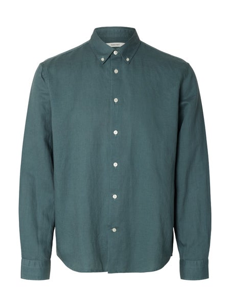SLHRegclay Linen Blend Shirt, Balsam Green