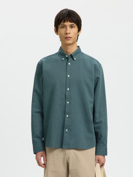 SLHRegclay Linen Blend Shirt, Balsam Green