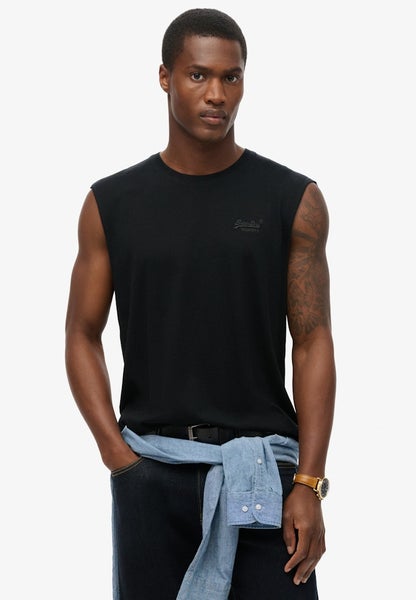 Organic Cotton Essential Logo Tank Top, Black