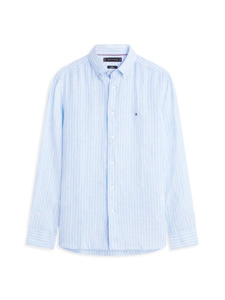 Linen Bengal Stripe Rf Shirt, Cloudy Blue - Stripe