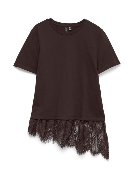 VMBrit Lace T-Shirt, Chocolate Torte