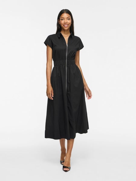 VIOnelly Shirt Collar Midi Dress, Black Beauty