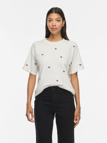 VIMonie Bow T-Shirt, Snow White -Black Beauty Bows