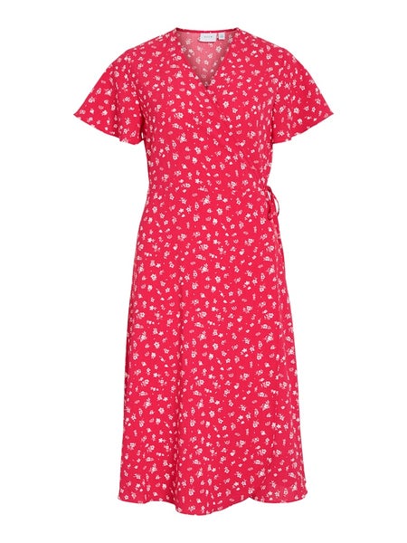 VILovie Wrap Midi Dress, Hibiscus - Bis