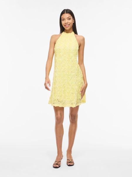 VIGlory Halter Neck Short Dress, Pastel Yellow