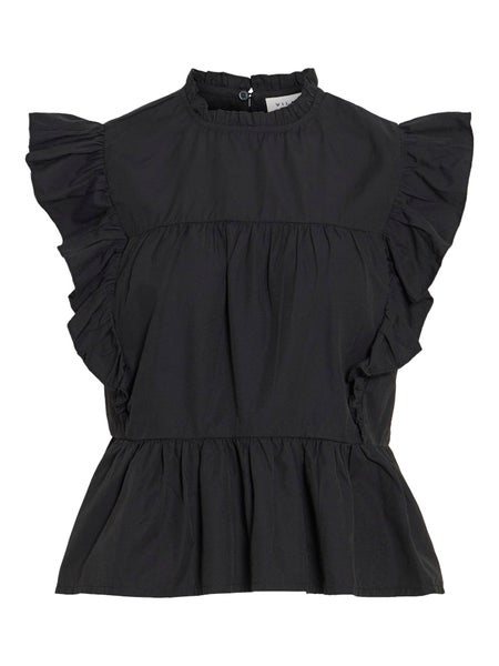VIRufella Frill Top, Black Beauty