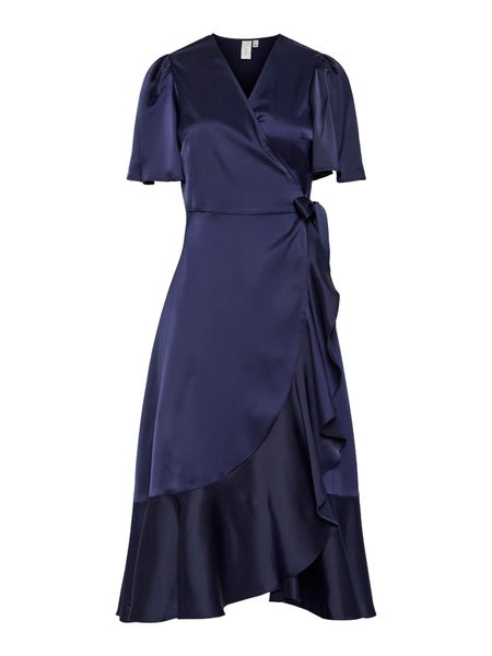 YASThea 2/4 Midi Wrap Dress, Evening Blue