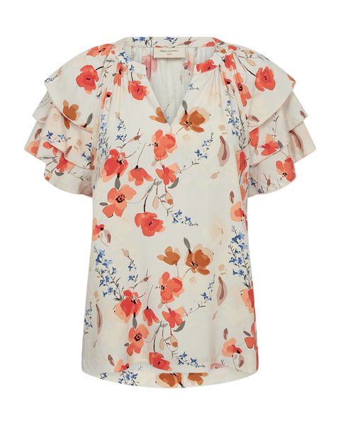 FQAdney Blouse, Moonbeam W. Fresh Salmon